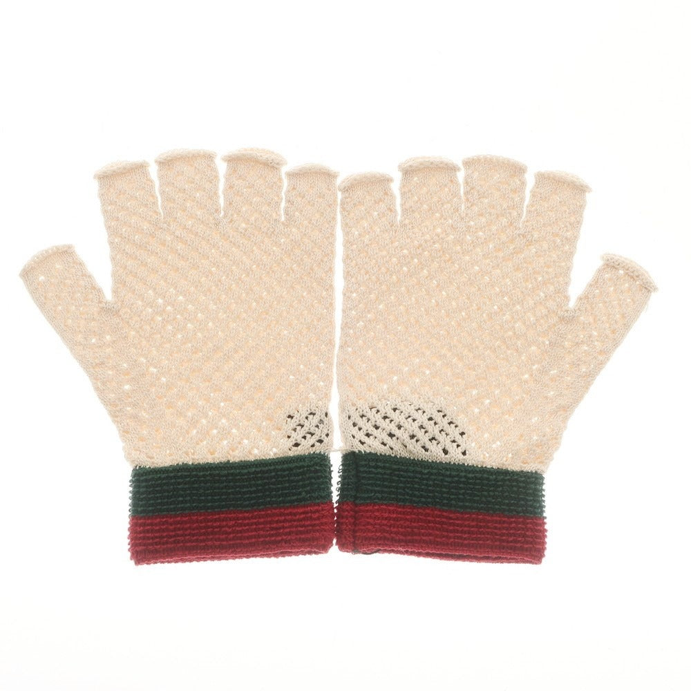 [Used] [Unused] Gucci Cotton Gloves Beige x Green x Red [Condition Rank S] [Unisex]
 [EPD]