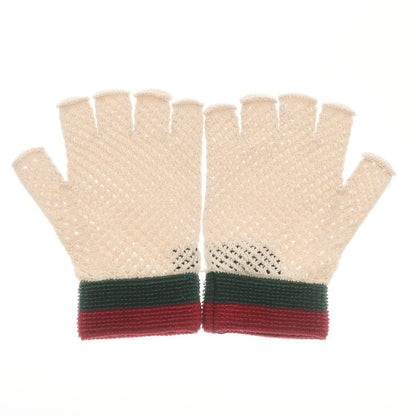 [Used] [Unused] Gucci Cotton Gloves Beige x Green x Red [Condition Rank S] [Unisex]
 [EPD]