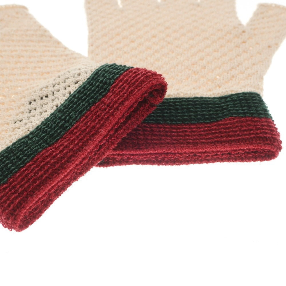 [Used] [Unused] Gucci Cotton Gloves Beige x Green x Red [Condition Rank S] [Unisex]
 [EPD]