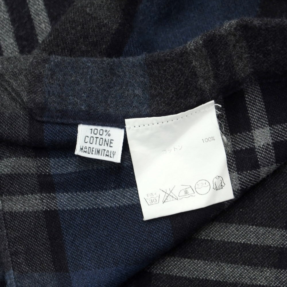 [Used] Finamore Cotton Check Horizontal Collar Casual Shirt Navy x Gray [40] [Condition Rank B] ​​[Men&