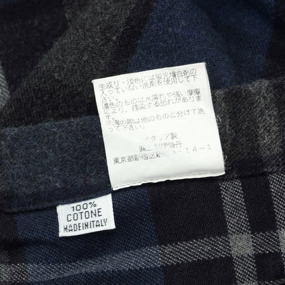 [Used] Finamore Cotton Check Horizontal Collar Casual Shirt Navy x Gray [40] [Condition Rank B] ​​[Men&