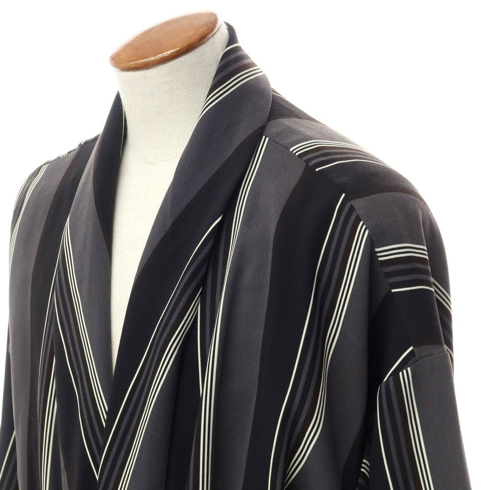 [Used] HARE polyester striped gown coat, gray x black [F] [Condition rank B] [Men&