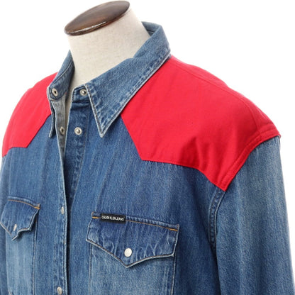 【中古】カルバンクラインジーンズ Calvin klein Jeans オーバーサイズ デニムウエスタンシャツ ブルーxレッド【 L 】【 状態ランクC 】【 メンズ 】
[DPD]