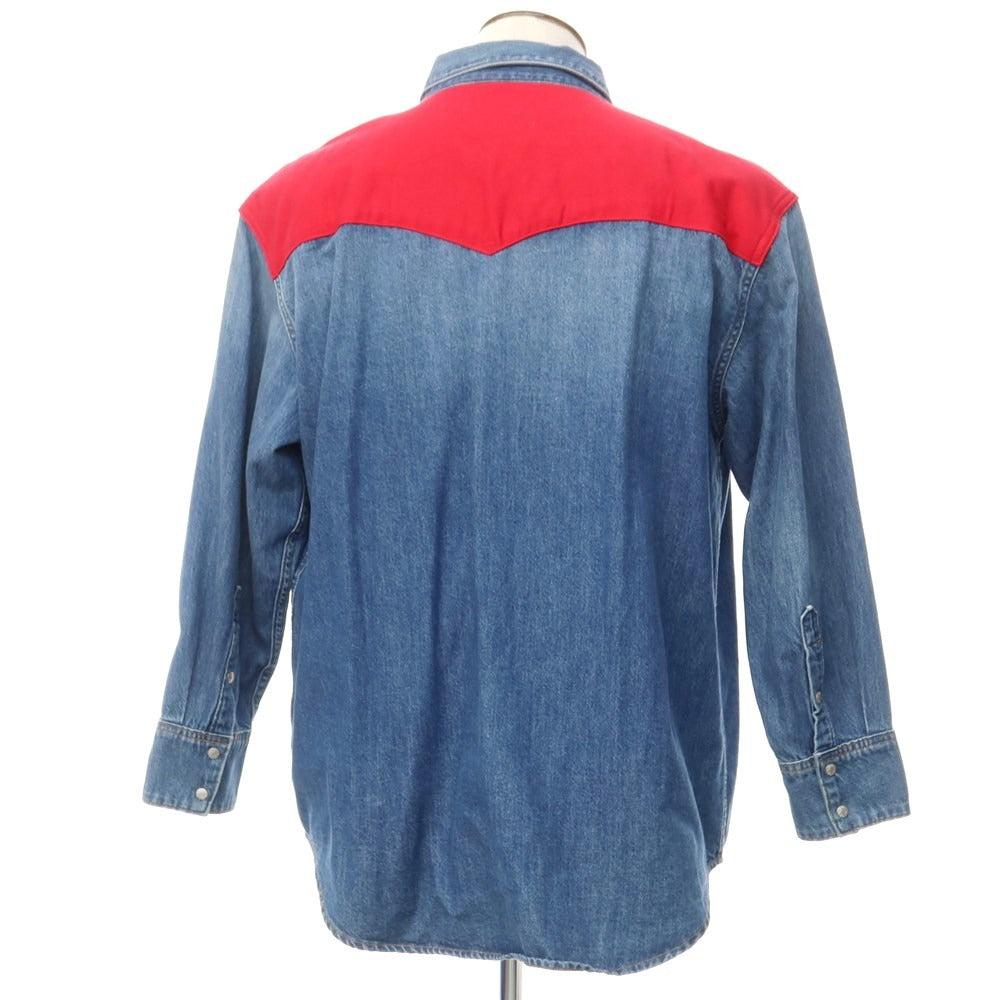 [Used] Calvin Klein Jeans Oversized Denim Western Shirt Blue x Red [L] [Condition Rank C] [Men&