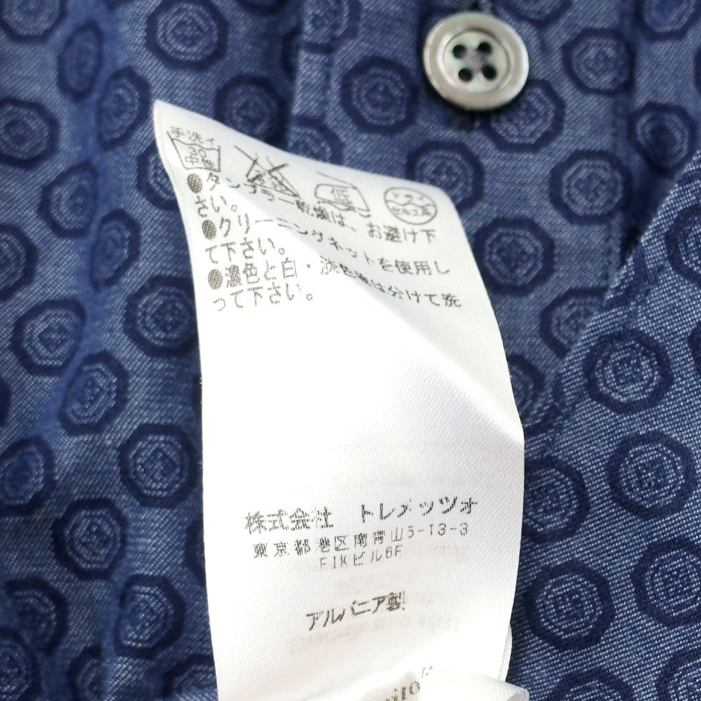 [Used] CIT LUXURY Cotton Horizontal Collar Casual Shirt Navy [37] [Condition Rank C] [Men&