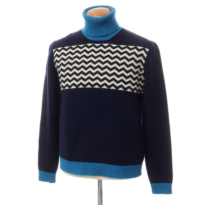 [Used] THE GIGI Wool Turtleneck Pullover Knit Navy x Blue [No size indicated (M size)] [Condition Rank B] ​​[Men&