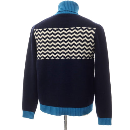 [Used] THE GIGI Wool Turtleneck Pullover Knit Navy x Blue [No size indicated (M size)] [Condition Rank B] ​​[Men&