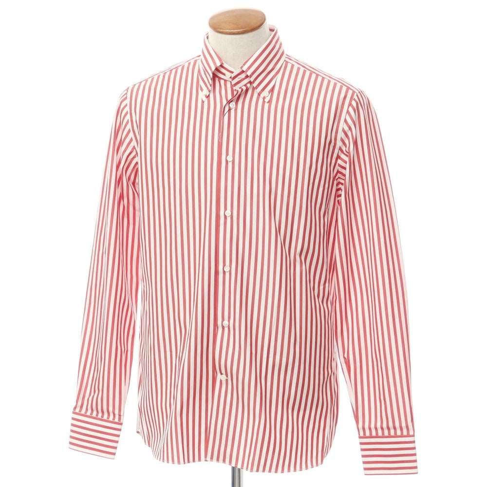 [Used] [Unused] BORRIELLO Cotton Striped Button-down Dress Shirt White x Red [40] [Condition Rank S] [Men&