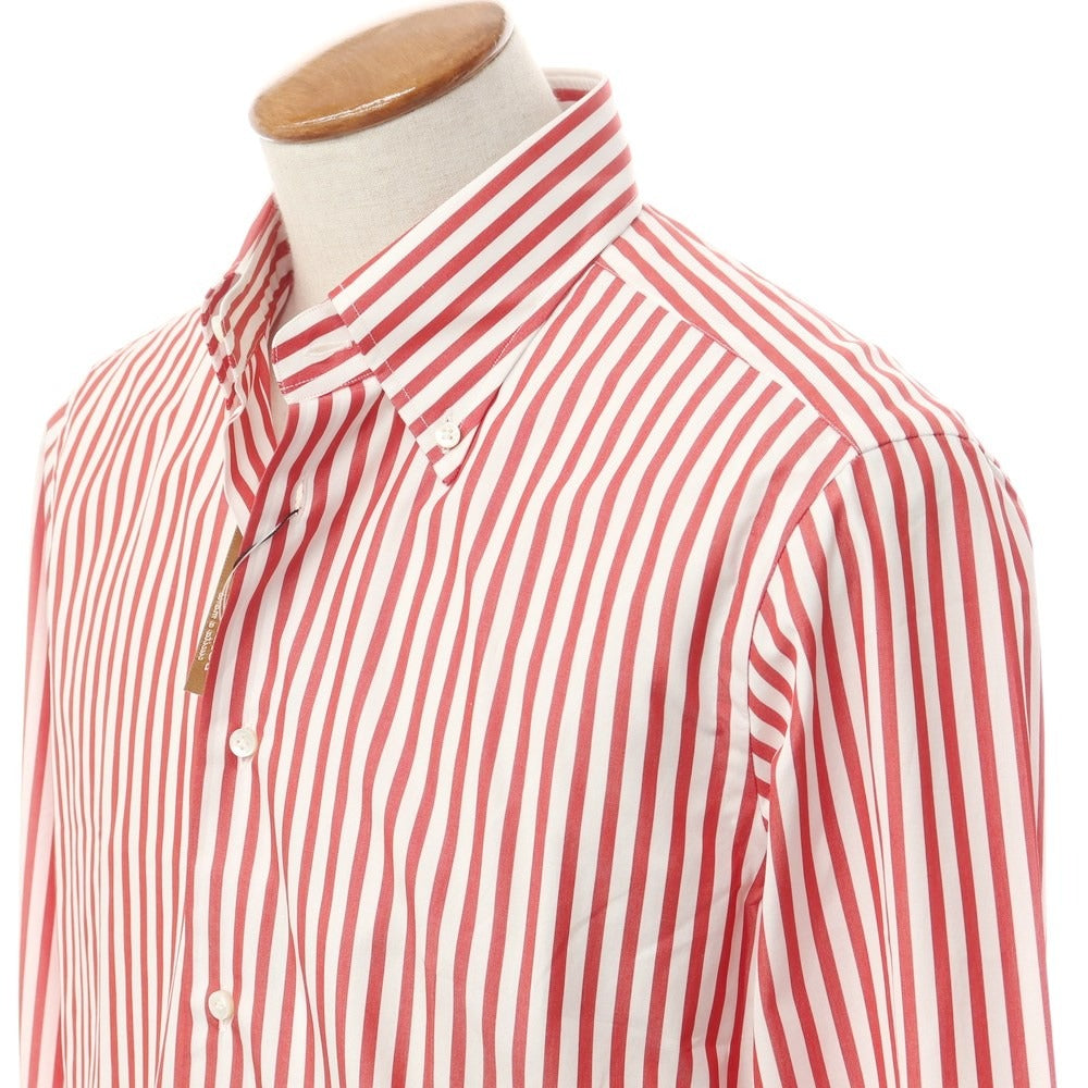 [Used] [Unused] BORRIELLO Cotton Striped Button-down Dress Shirt White x Red [40] [Condition Rank S] [Men&