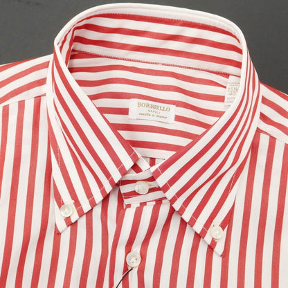 [Used] [Unused] BORRIELLO Cotton Striped Button-down Dress Shirt White x Red [40] [Condition Rank S] [Men&