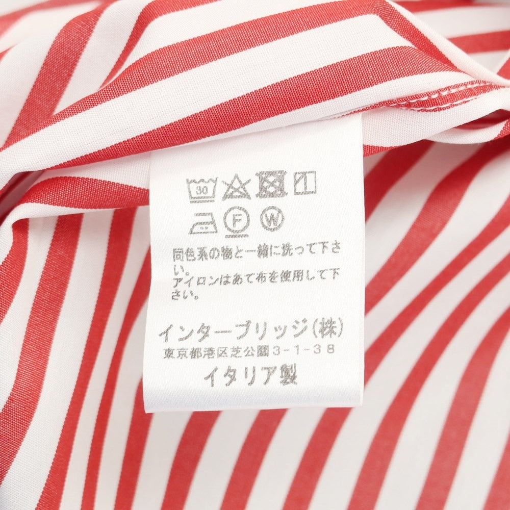 [Used] [Unused] BORRIELLO Cotton Striped Button-down Dress Shirt White x Red [40] [Condition Rank S] [Men&