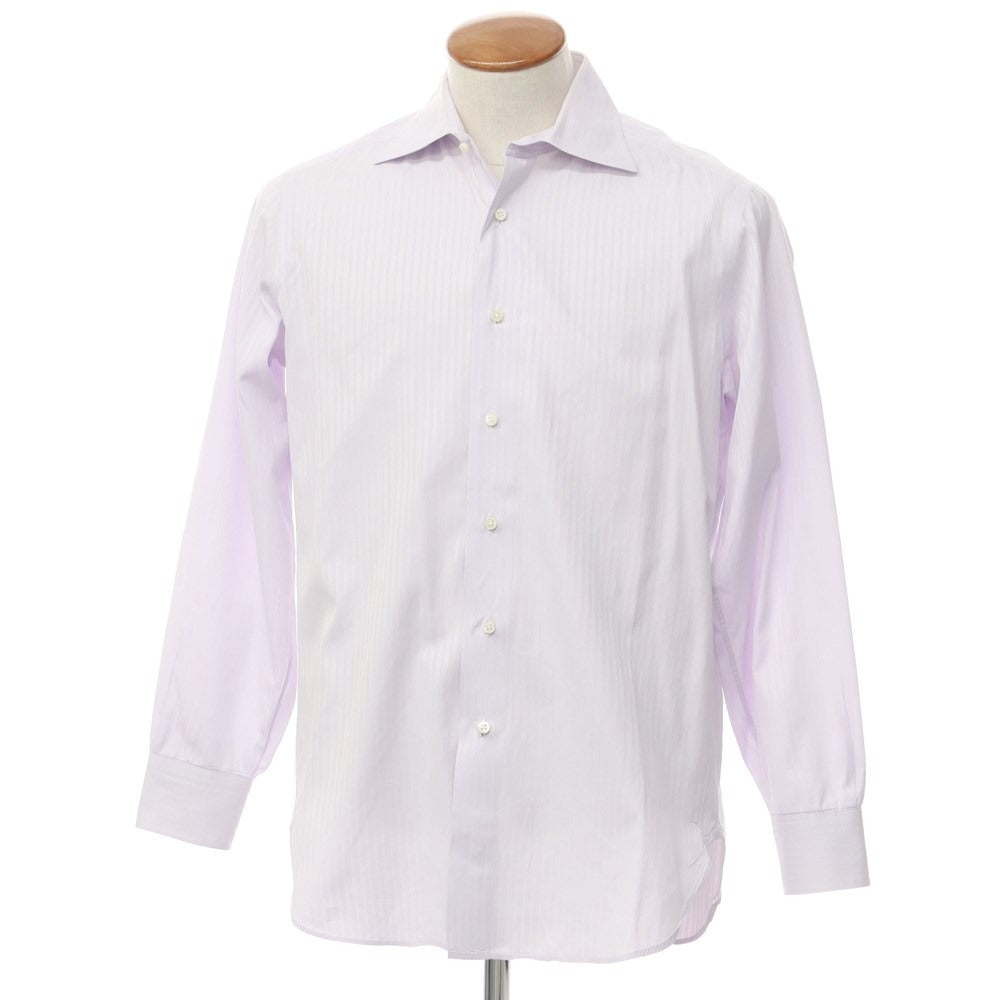 [Used] SHIPS Cotton Stripe Wide Collar Dress Shirt Purple x White [40] [Condition Rank C] [Men&