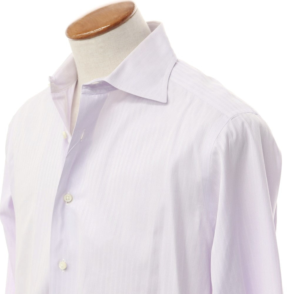 [Used] SHIPS Cotton Stripe Wide Collar Dress Shirt Purple x White [40] [Condition Rank C] [Men&