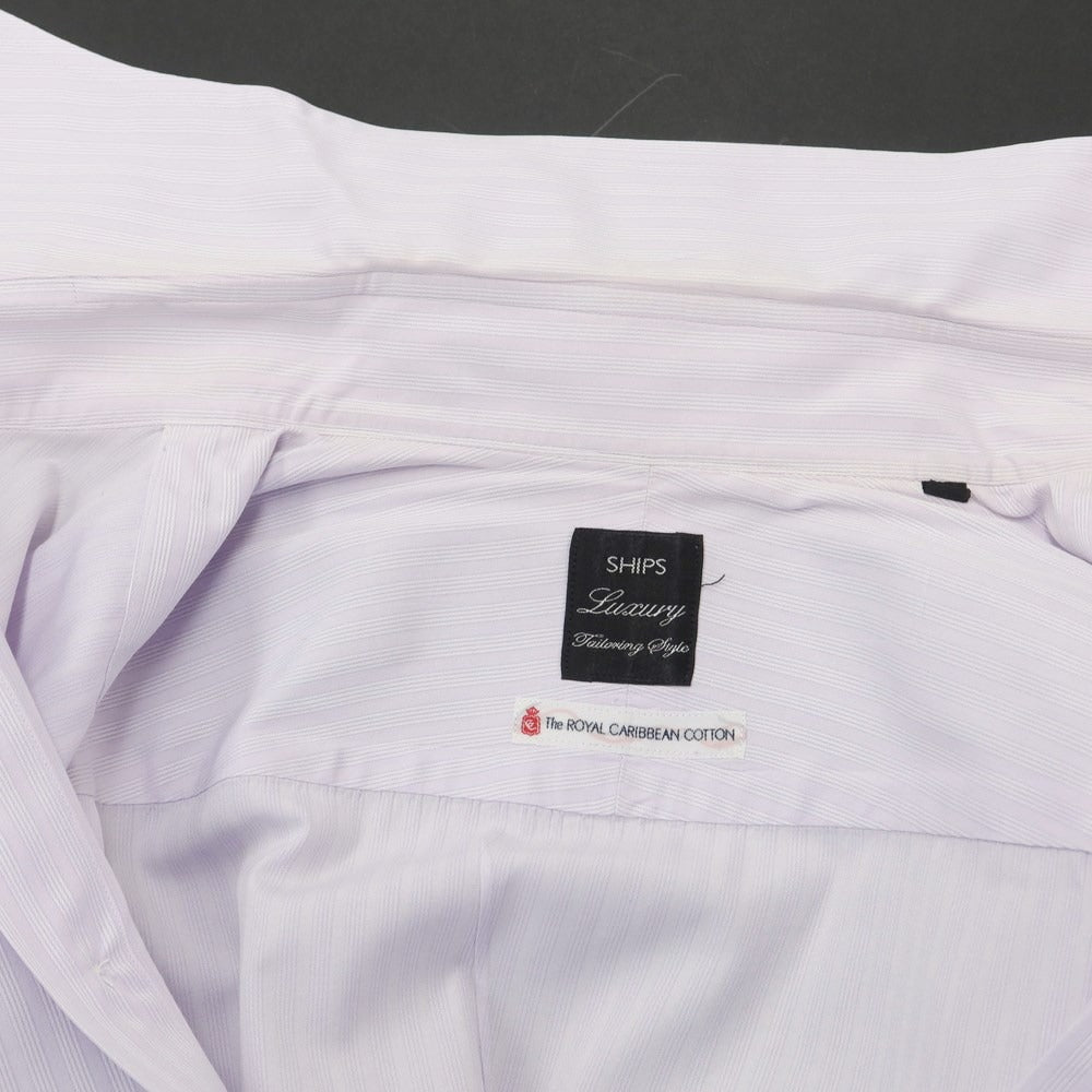 [Used] SHIPS Cotton Stripe Wide Collar Dress Shirt Purple x White [40] [Condition Rank C] [Men&