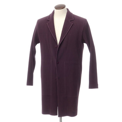 [Used] HOMME PLISSE ISSEY MIYAKE 2023 Autumn/Winter Pleated Chesterfield Coat Purple [No description (L size)] [Condition Rank A] [Men&