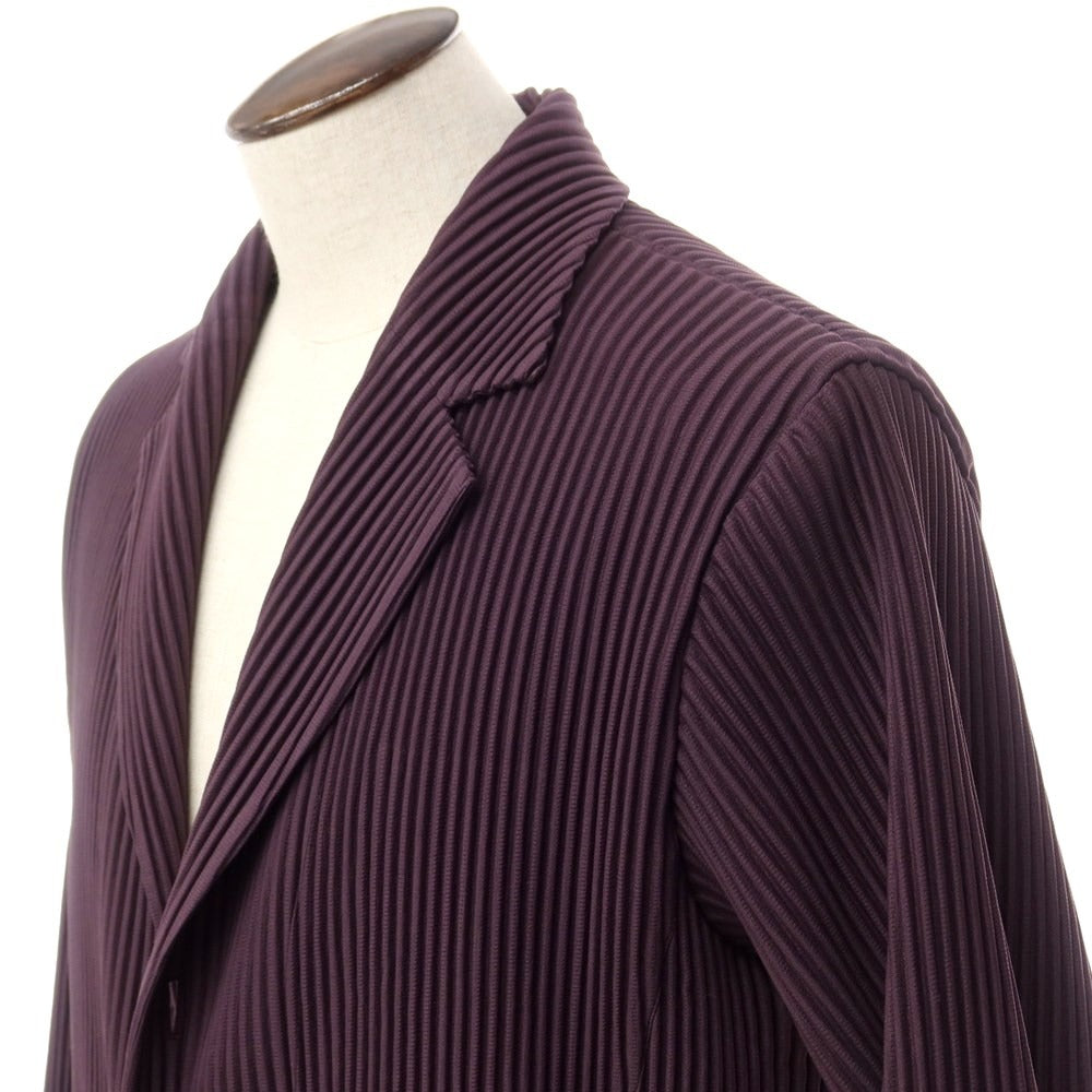 [Used] HOMME PLISSE ISSEY MIYAKE 2023 Autumn/Winter Pleated Chesterfield Coat Purple [No description (L size)] [Condition Rank A] [Men&