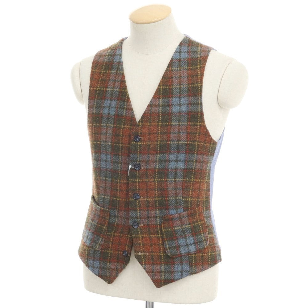 [Used] BEVILACQUA Tweed wool check gilet vest, brown x green [XS] [Condition rank B] [Men&