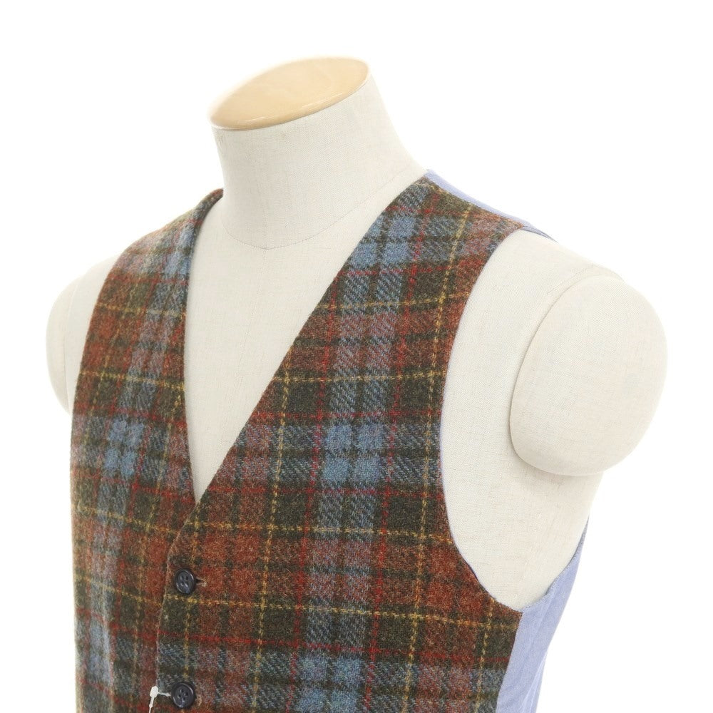 [Used] BEVILACQUA Tweed wool check gilet vest, brown x green [XS] [Condition rank B] [Men&