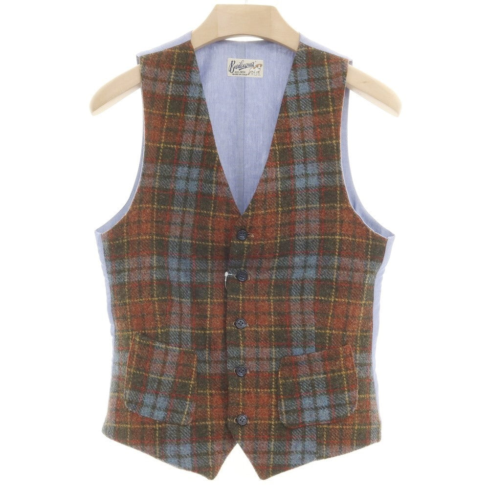 [Used] BEVILACQUA Tweed wool check gilet vest, brown x green [XS] [Condition rank B] [Men&