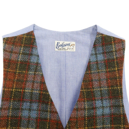 [Used] BEVILACQUA Tweed wool check gilet vest, brown x green [XS] [Condition rank B] [Men&