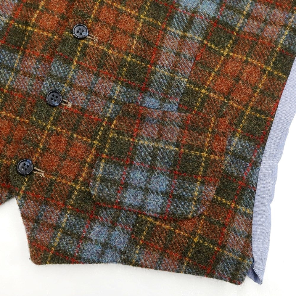 [Used] BEVILACQUA Tweed wool check gilet vest, brown x green [XS] [Condition rank B] [Men&