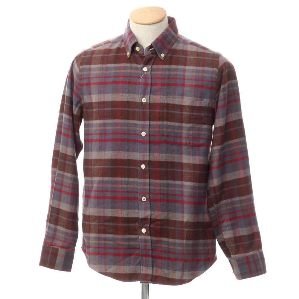 【中古】ポーチュギース フランネル Portuguese Flannel コットン ボタンダウン カジュアルシャツ ブラウンxグレー【 S 】【 状態ランクB 】【 メンズ 】