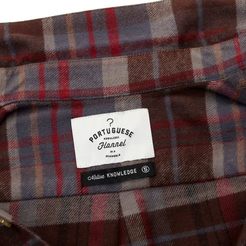 【中古】ポーチュギース フランネル Portuguese Flannel コットン ボタンダウン カジュアルシャツ ブラウンxグレー【 S 】【 状態ランクB 】【 メンズ 】