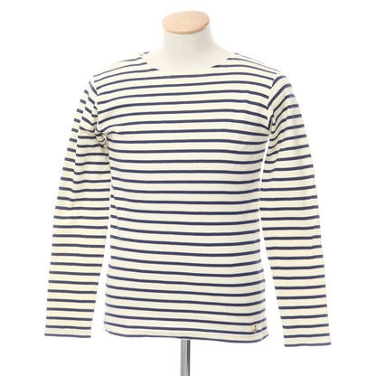 [Used] ARMOR LUX Cotton Boat Neck Long Sleeve T-Shirt Off White x Navy [XS] [Condition Rank C] [Men&