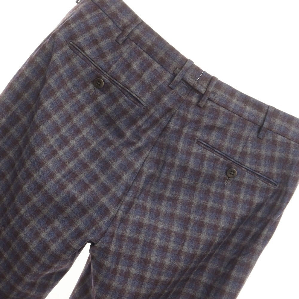 [Used] Zanella Wool Check Casual Slacks Pants Purple x Gray [48] [Condition Rank B] ​​[Men&