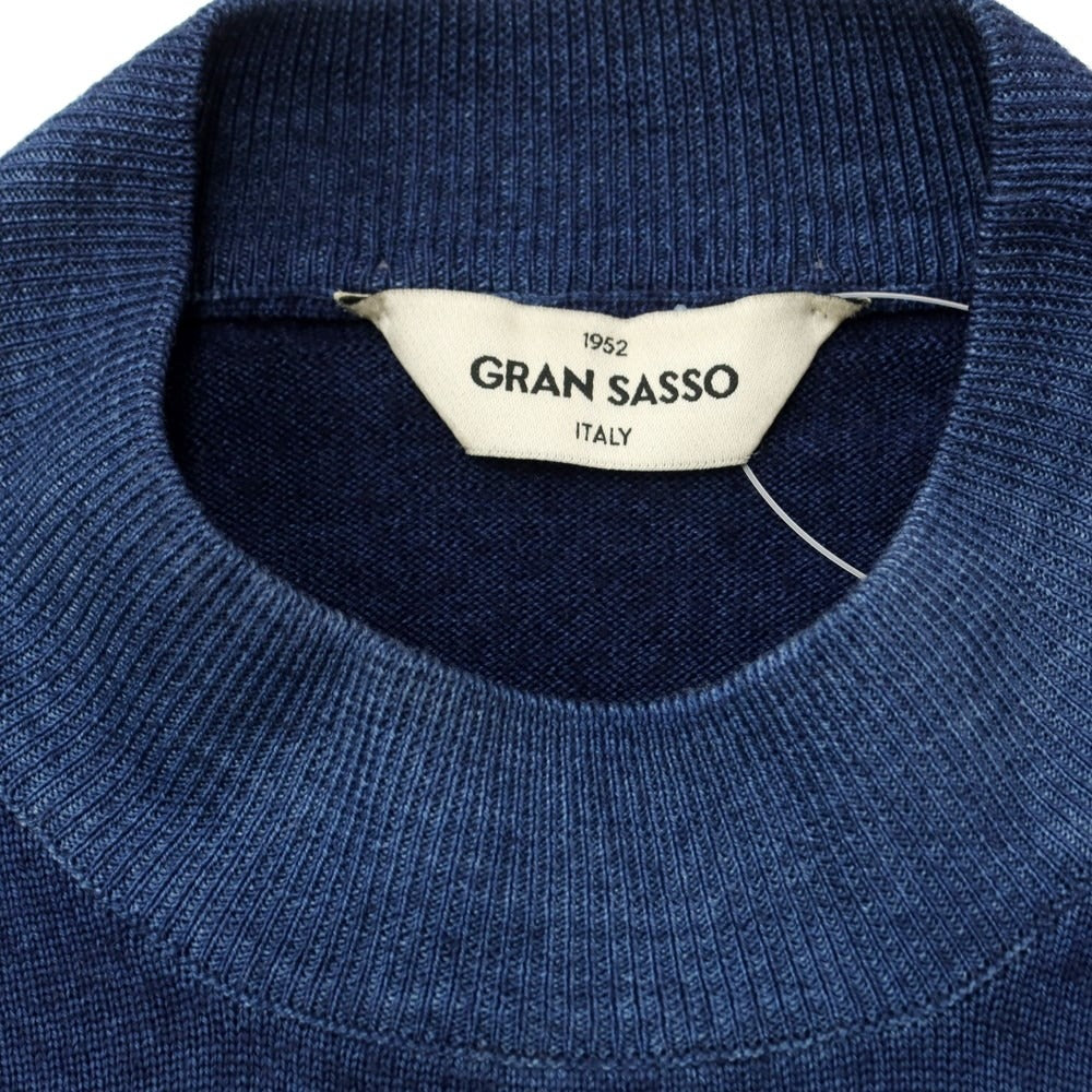 【中古】グランサッソ GRAN SASSO ウール モックネック プルオーバーニット ネイビー【 46 】【 状態ランクA 】【 メンズ 】