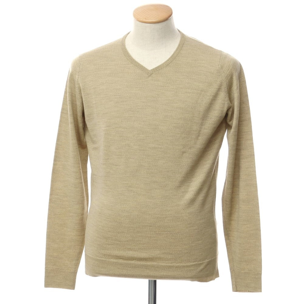 [Used] John Smedley Wool V-neck pullover knit beige [M] [Condition rank A] [Men&