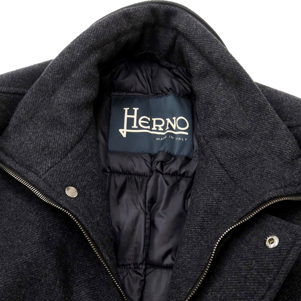 【中古】ヘルノ Herno ウールナイロン 中綿 フーデッドコート ダークグレー【 48 】【 状態ランクB 】【 メンズ 】