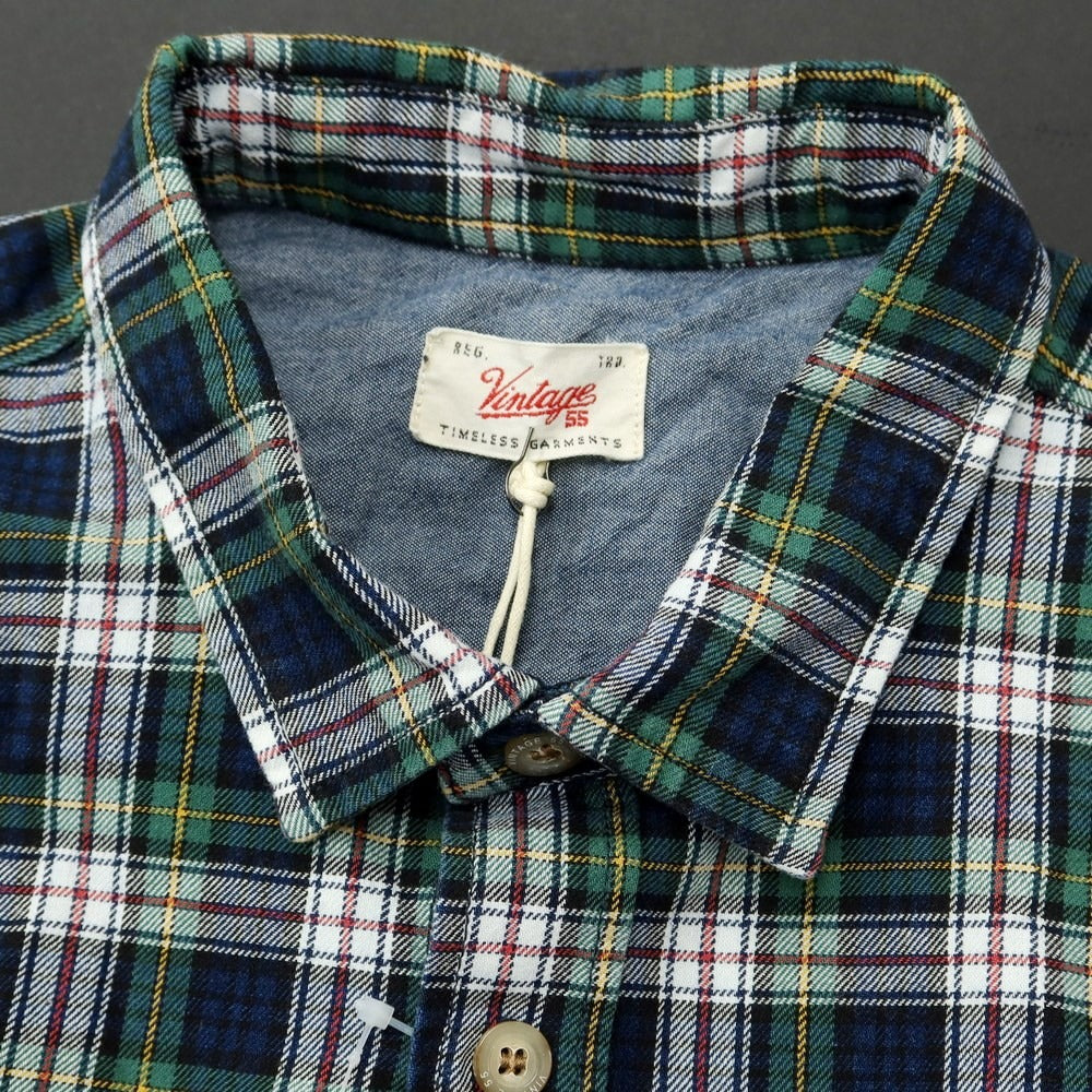 [Used] VINTAGE55 Cotton Casual Shirt Navy x Green [L] [Condition Rank B] [Men&