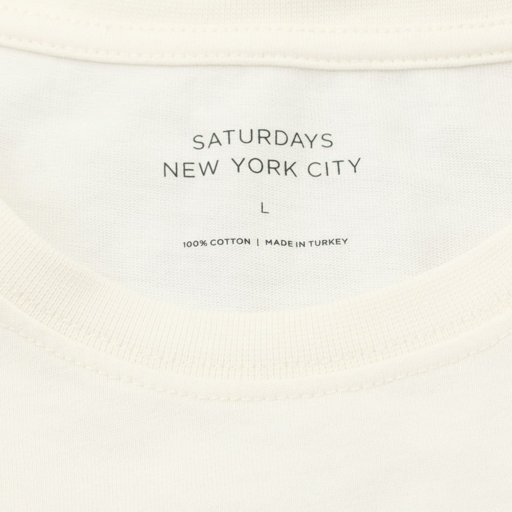 [Used] Saturdays NYC Cotton Crew Neck Long Sleeve T-Shirt Off White [L] [Condition Rank C] [Men&