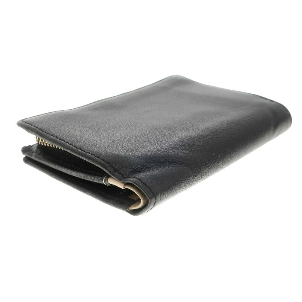 [Used] PRAIRIE GINZA Leather Bi-fold Wallet Black x Beige [Condition Rank B] [Men&