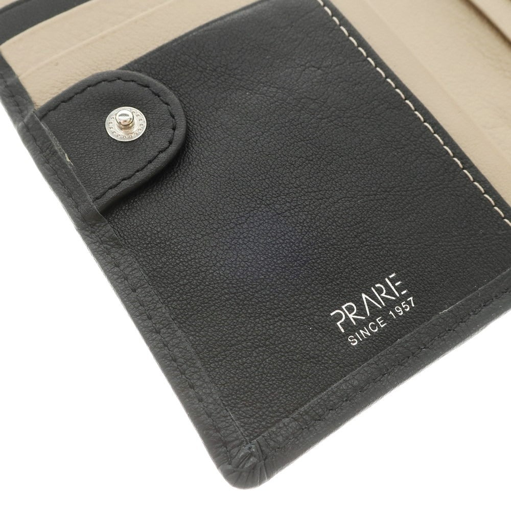 [Used] PRAIRIE GINZA Leather Bi-fold Wallet Black x Beige [Condition Rank B] [Men&