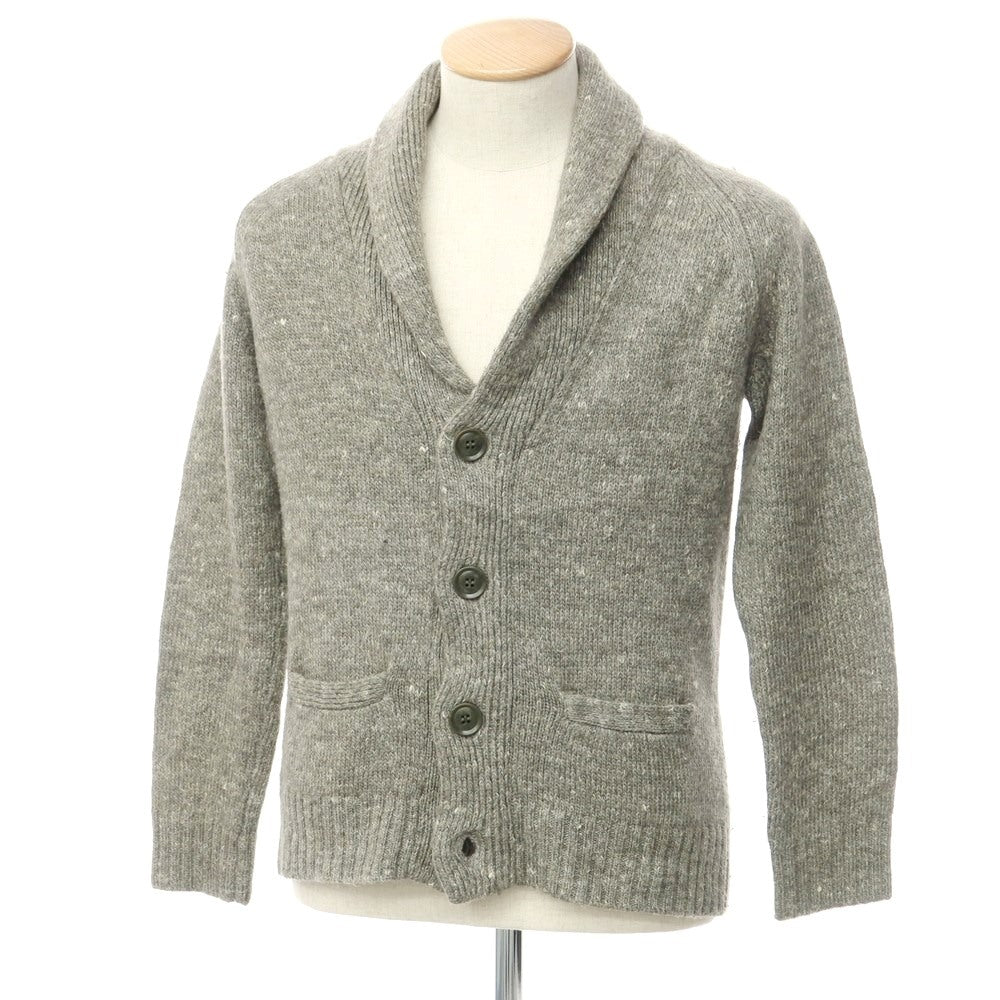 [Used] Three Dots Mid-gauge Wool Linen Shawl Collar Cardigan Olive Gray [No Size (S)] [Condition Rank C] [Men&