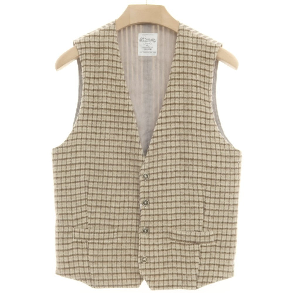 [Used] GVCONTE wool check gilet vest, beige [S] [Condition rank B] ​​[Men&