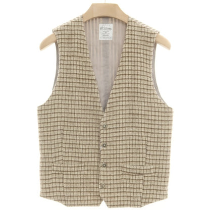 [Used] GVCONTE wool check gilet vest, beige [S] [Condition rank B] ​​[Men&