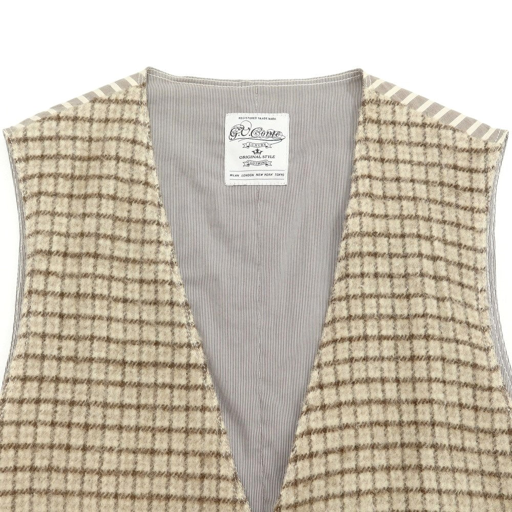 [Used] GVCONTE wool check gilet vest, beige [S] [Condition rank B] ​​[Men&