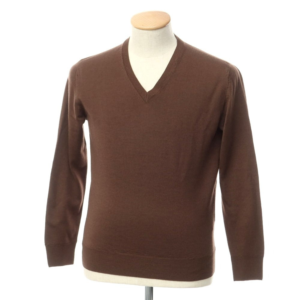 [Used] Drumohr high gauge wool V-neck knit, brown [38] [Condition rank B] ​​[Men&