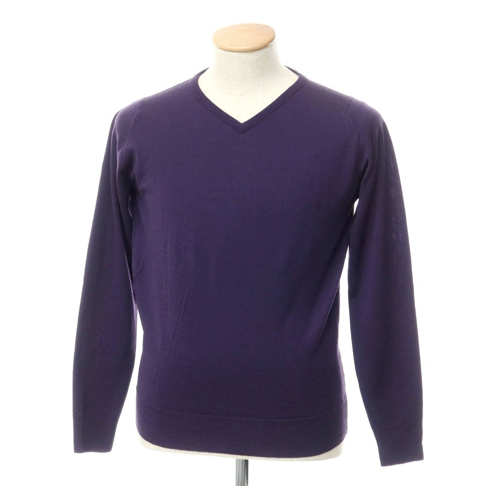 [Used] John Smedley JOHN SMEDLEY High Gauge Wool V-Neck Knit Purple [XS] [Condition Rank B] ​​[Men&