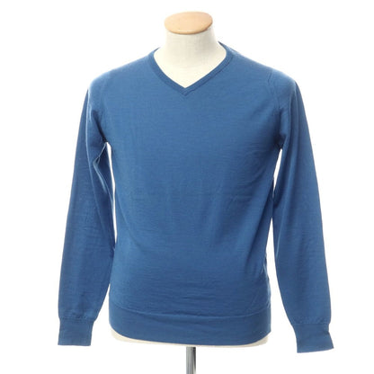 [Used] John Smedley JOHN SMEDLEY High Gauge Wool V-Neck Knit Blue [XS] [Condition Rank C] [Men&