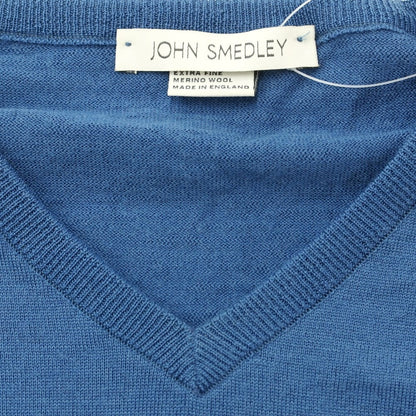 【中古】ジョンスメドレー JOHN SMEDLEY ハイゲージウール Vネックニット ブルー【 XS 】【 状態ランクC 】【 メンズ 】