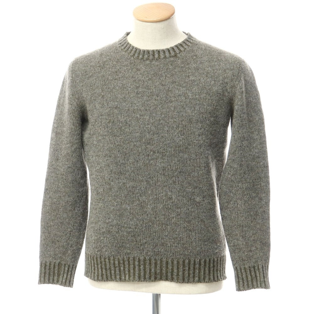 [Used] SCAGLIONE mid-gauge wool crew neck knit, gray x olive [XS] [Condition rank B] ​​[Men&