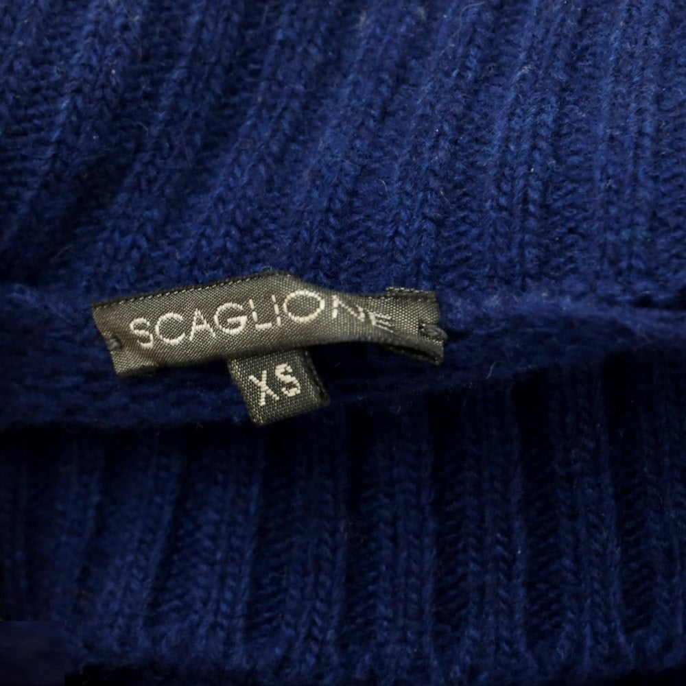 [Used] SCAGLIONE mid-gauge wool crew neck knit, navy blue [XS] [Condition: C] [Men&