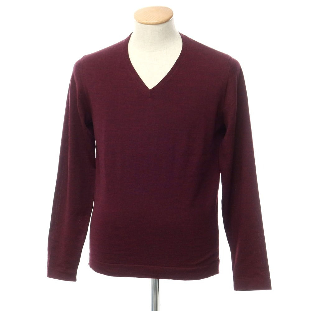 [Used] TOMORROWLAND High gauge wool V-neck knit, wine red [M] [Condition rank B] ​​[Men&