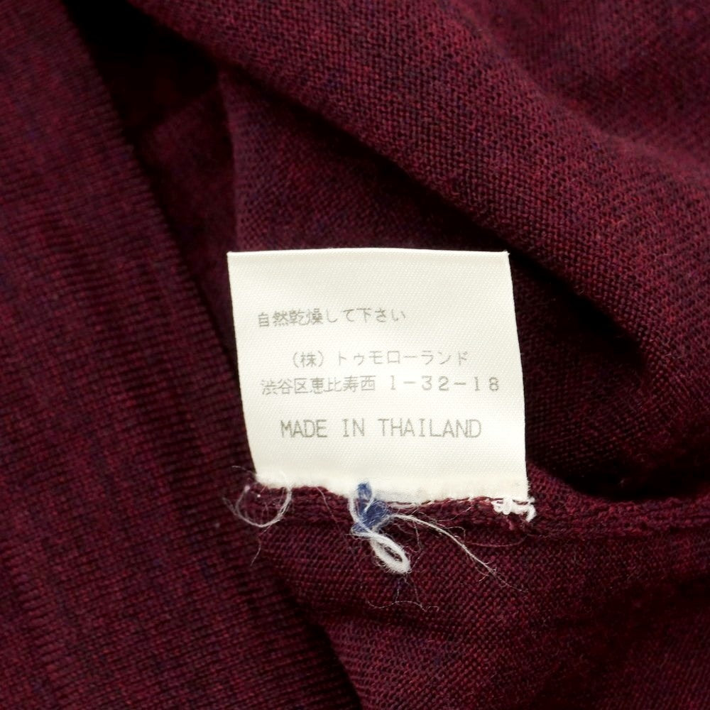 [Used] TOMORROWLAND High gauge wool V-neck knit, wine red [M] [Condition rank B] ​​[Men&