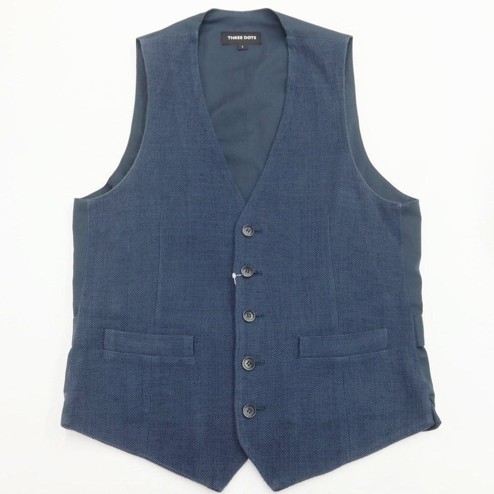 [Used] Three Dots Cotton Linen Vest Casual Gilet Navy [S] [Condition Rank C] [Men&