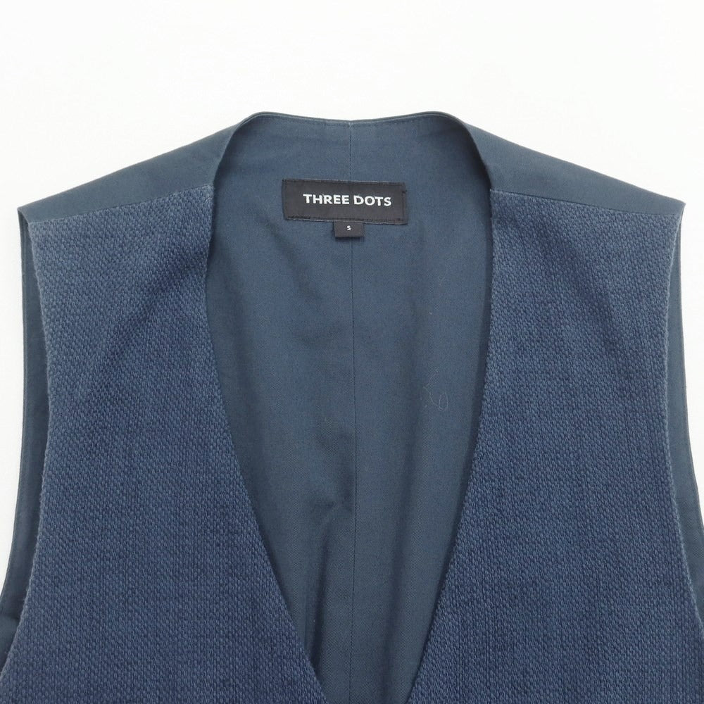 [Used] Three Dots Cotton Linen Vest Casual Gilet Navy [S] [Condition Rank C] [Men&